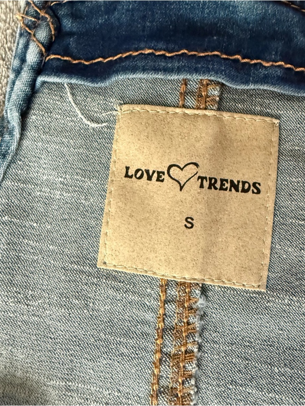 Love Trends Blue Denim Overall Jumper Dress Skirtall Size S Mini Jean Pinafore - Picture 12 of 14